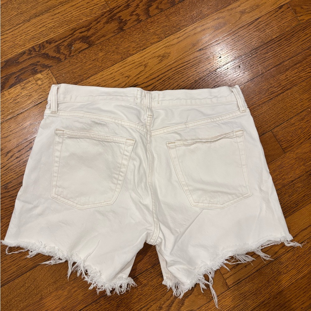 White Denim Frayed Hem Shorts